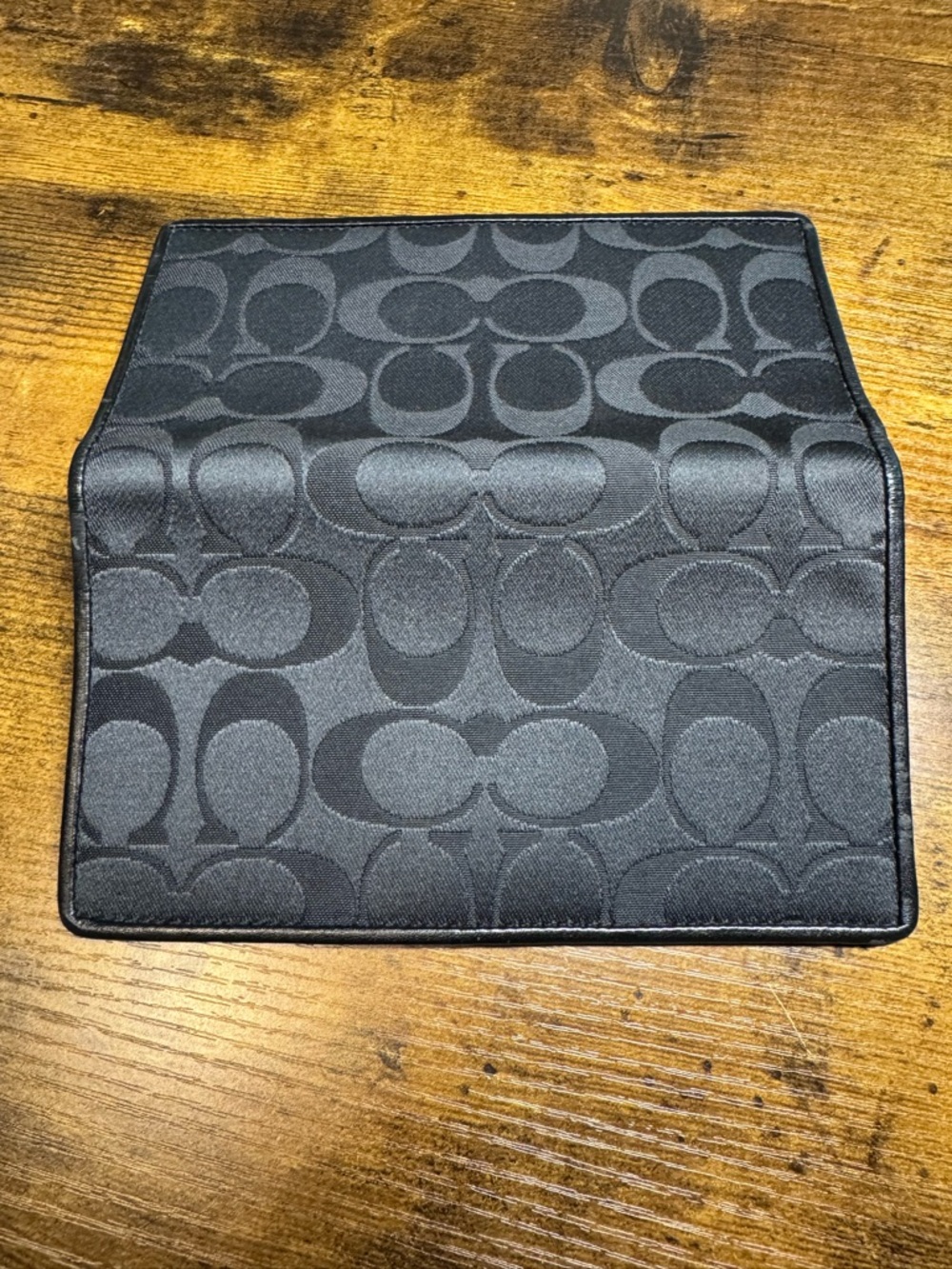 Coach Signature Wallet & Checkbook Holder Set Black/Gray Canvas Leather Trim - Picture 12 of 12